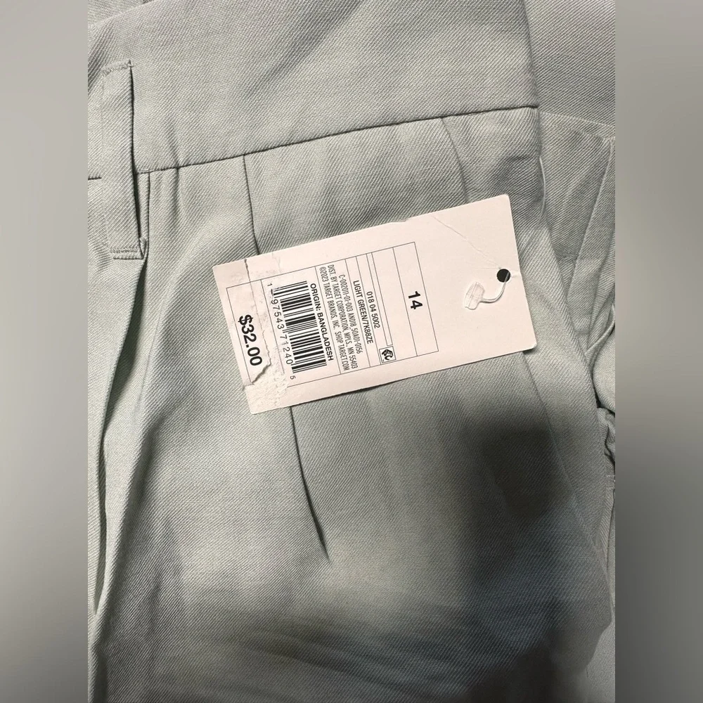 A New Day High-Rise Pleat Front Straight Trousers Pants - Light Green NEW - Picture 4 of 6